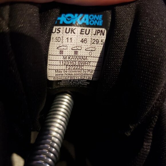 Hoka One One Mens Kawana 1123163 BWHT Black Running Shoes Sneakers Size 11.5 D - Picture 10 of 10